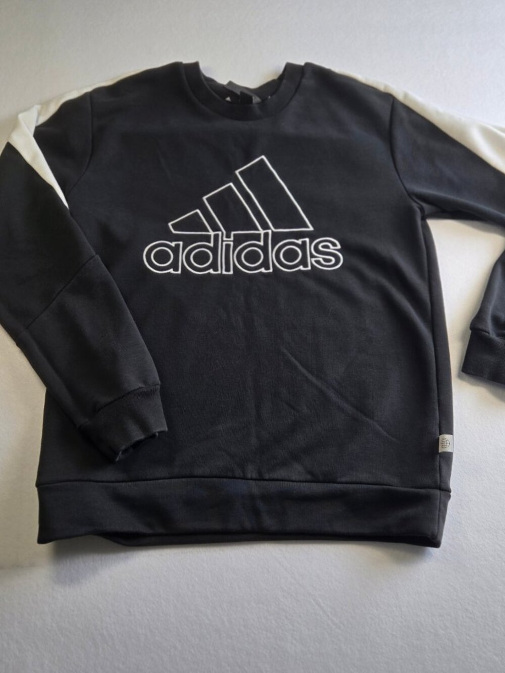 Adidas Black Sweatshirt Size S pullover crew neck soft fleece log graphic
